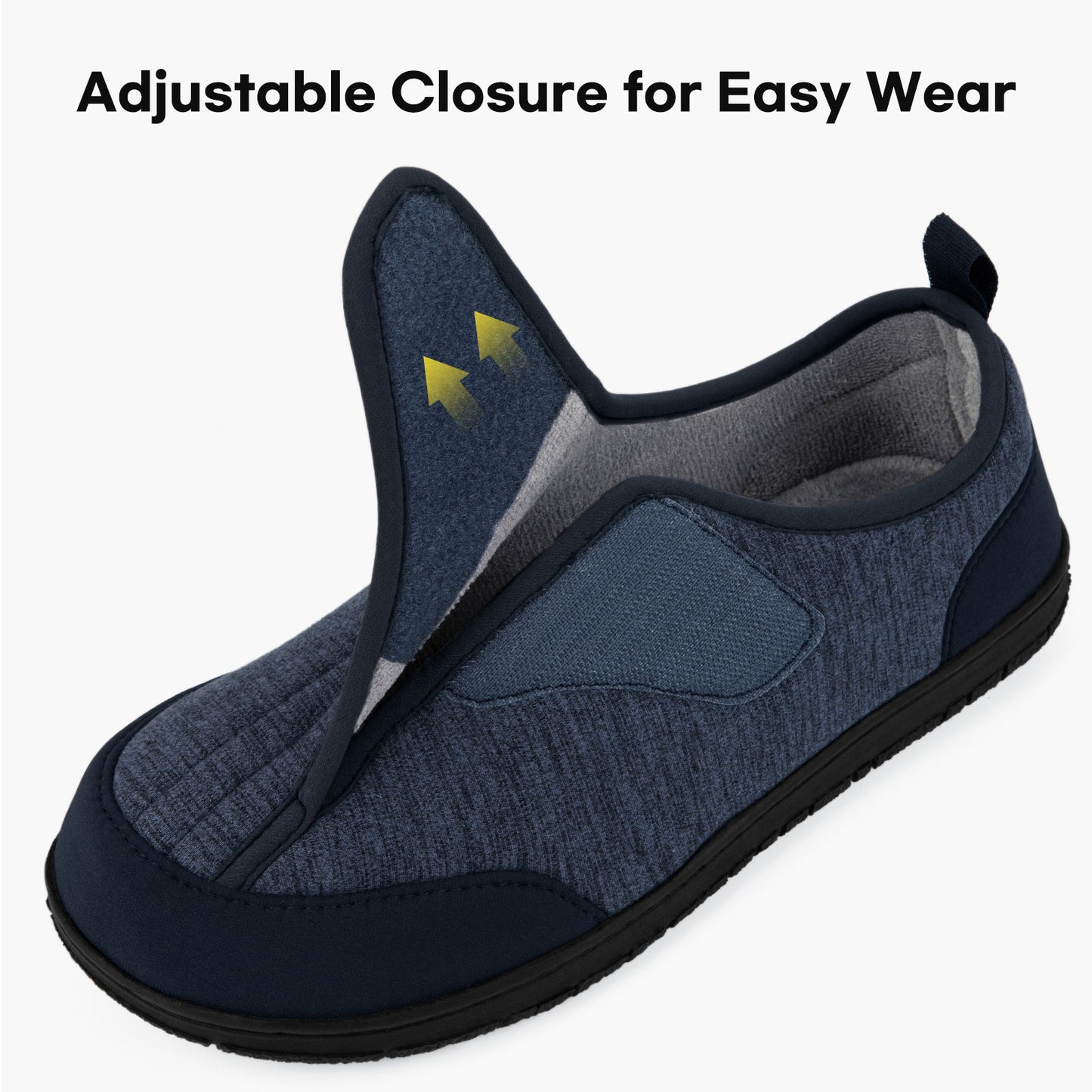 LongBay Men's Wide Slippers Adjustable Diabetic House Shoes