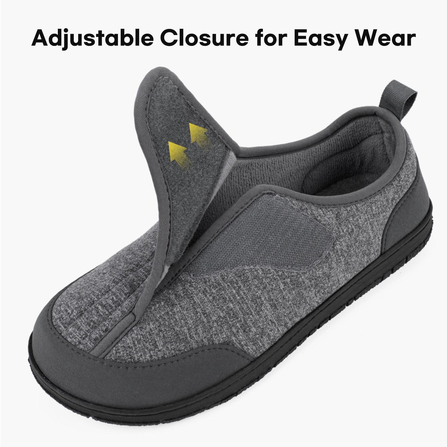 LongBay Men's Wide Slippers Adjustable Diabetic House Shoes