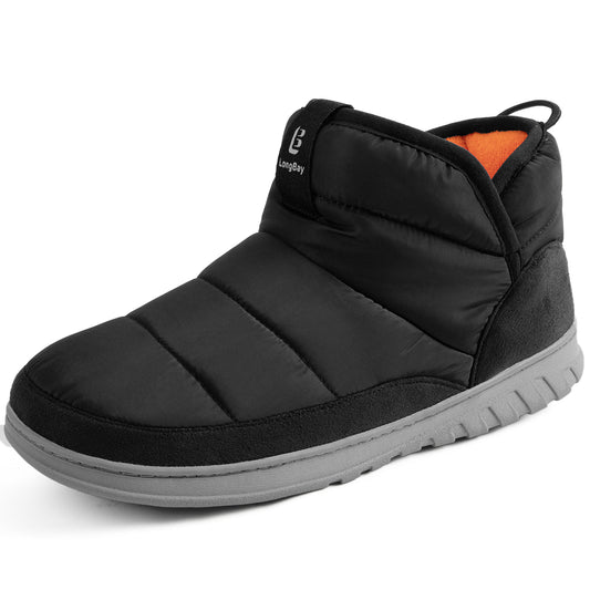 LongBay Mens Bootie Slippers with Memory Foam Indoor Outdoor Warm House Shoes