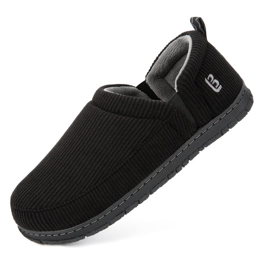 LongBay Men's Cozy Memory Foam Slippers, Warm Fleece Lined House Shoes, Non-Slip Indoor Outdoor Slippers for Men, Machine Washable