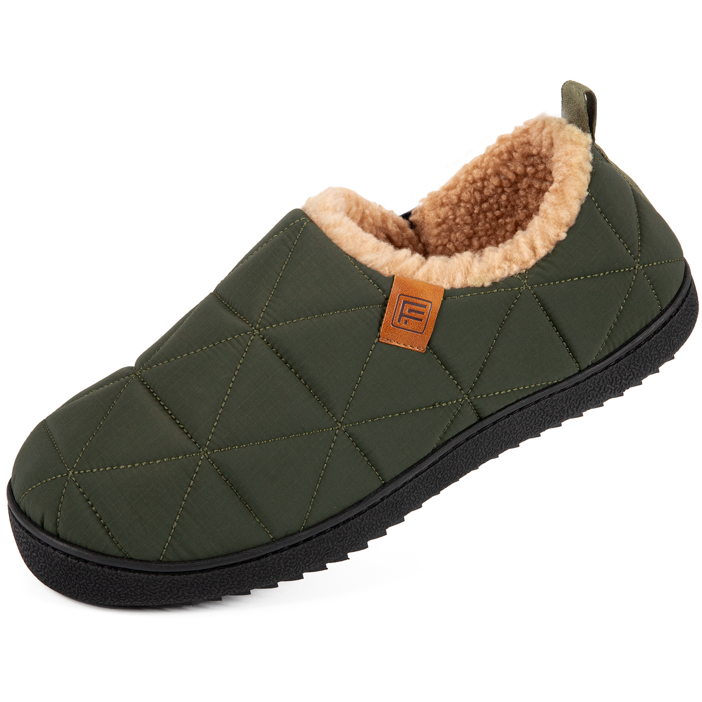 FamilyFairy Men's Quilted Nylon Slippers - Memory Foam Comfort