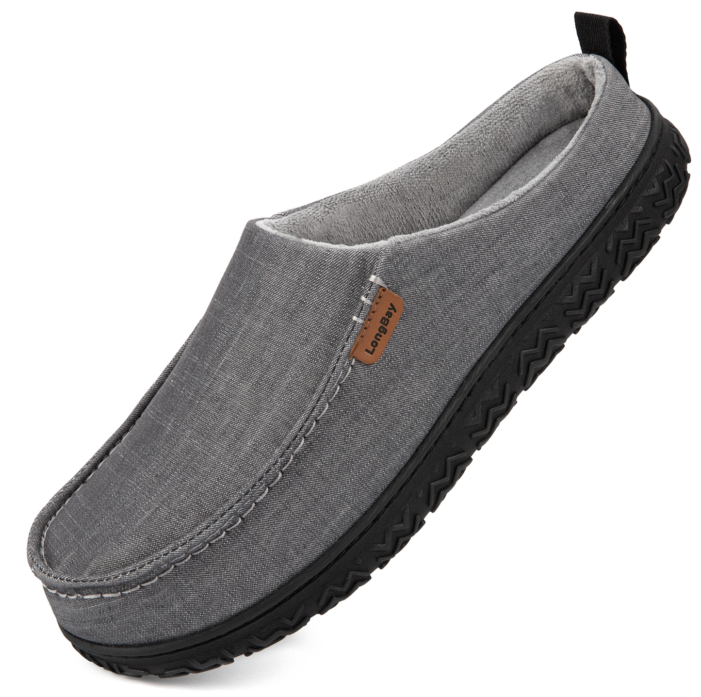 LongBay Men's Canvas Moccasin Slippers Slip on Memory Foam Clog House Shoes