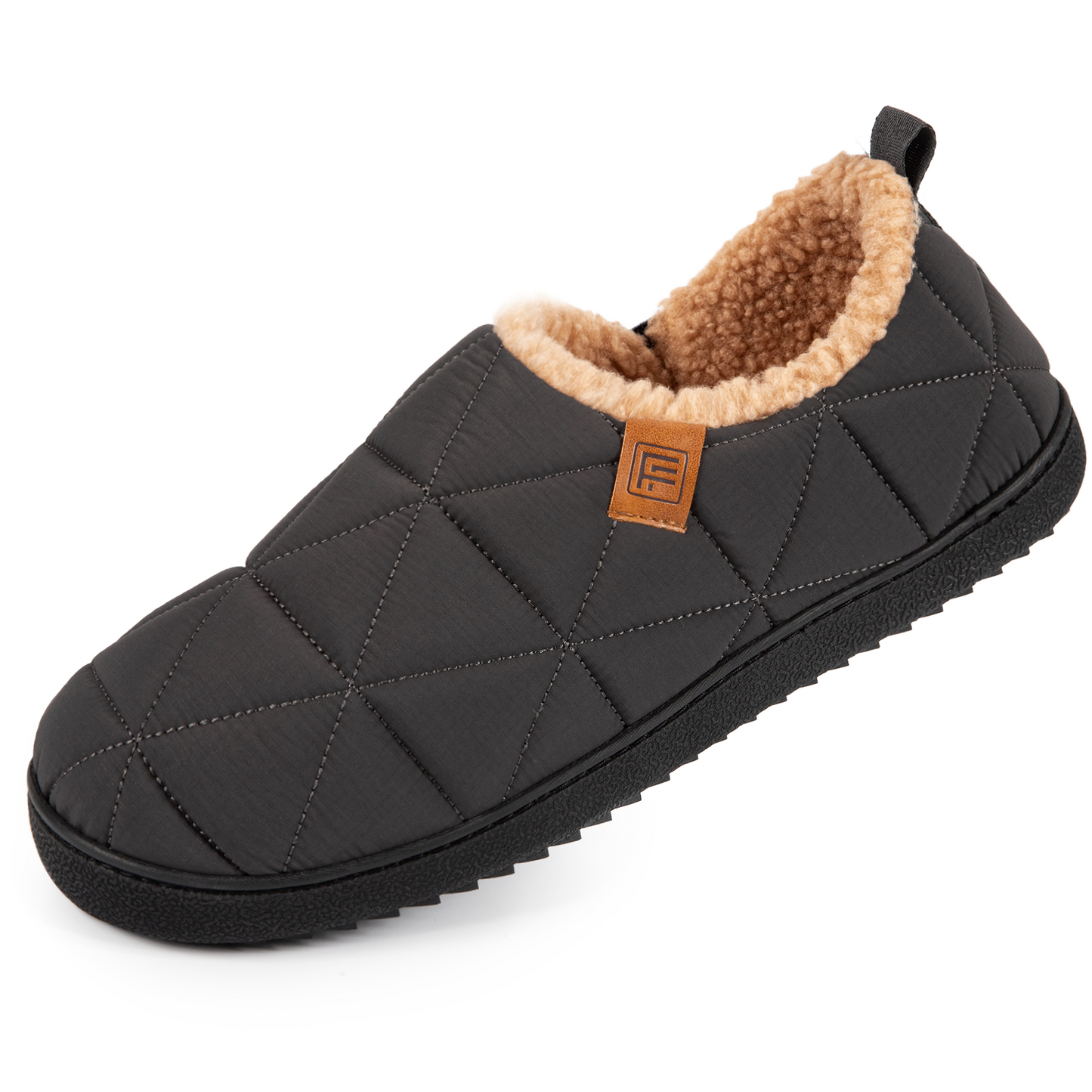 FamilyFairy Men's Quilted Nylon Slippers - Memory Foam Comfort