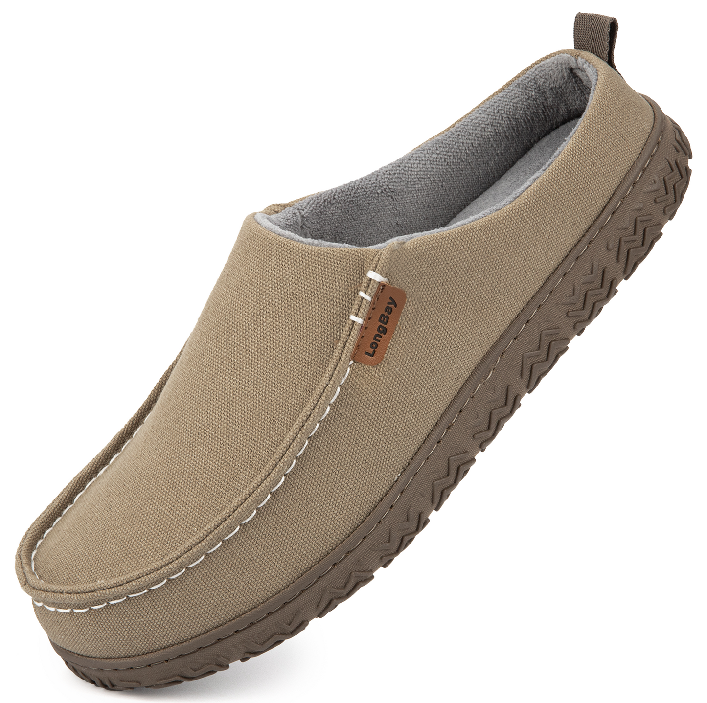 LongBay Men's Canvas Moccasin Slippers Slip on Memory Foam Clog House Shoes