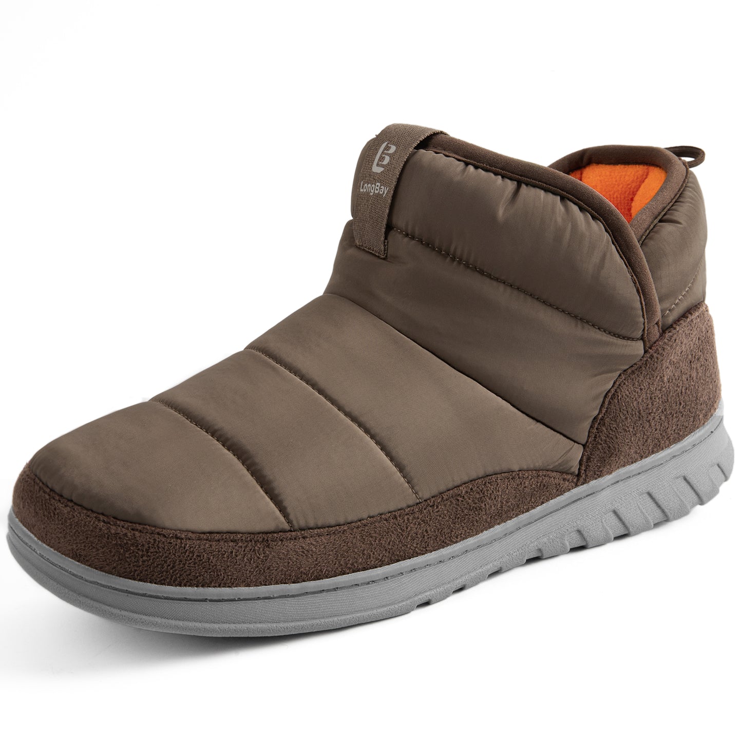 LongBay Mens Bootie Slippers with Memory Foam Indoor Outdoor Warm House Shoes