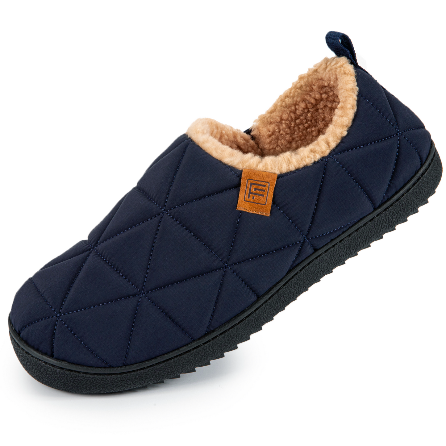 FamilyFairy Men's Quilted Nylon Slippers - Memory Foam Comfort