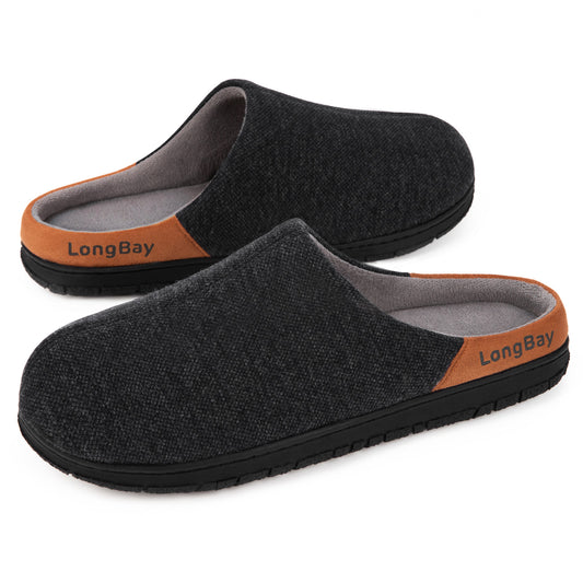 LongBay Men's Memory Foam Slippers Comfy Non Slip Indoor Outdoor House Shoes