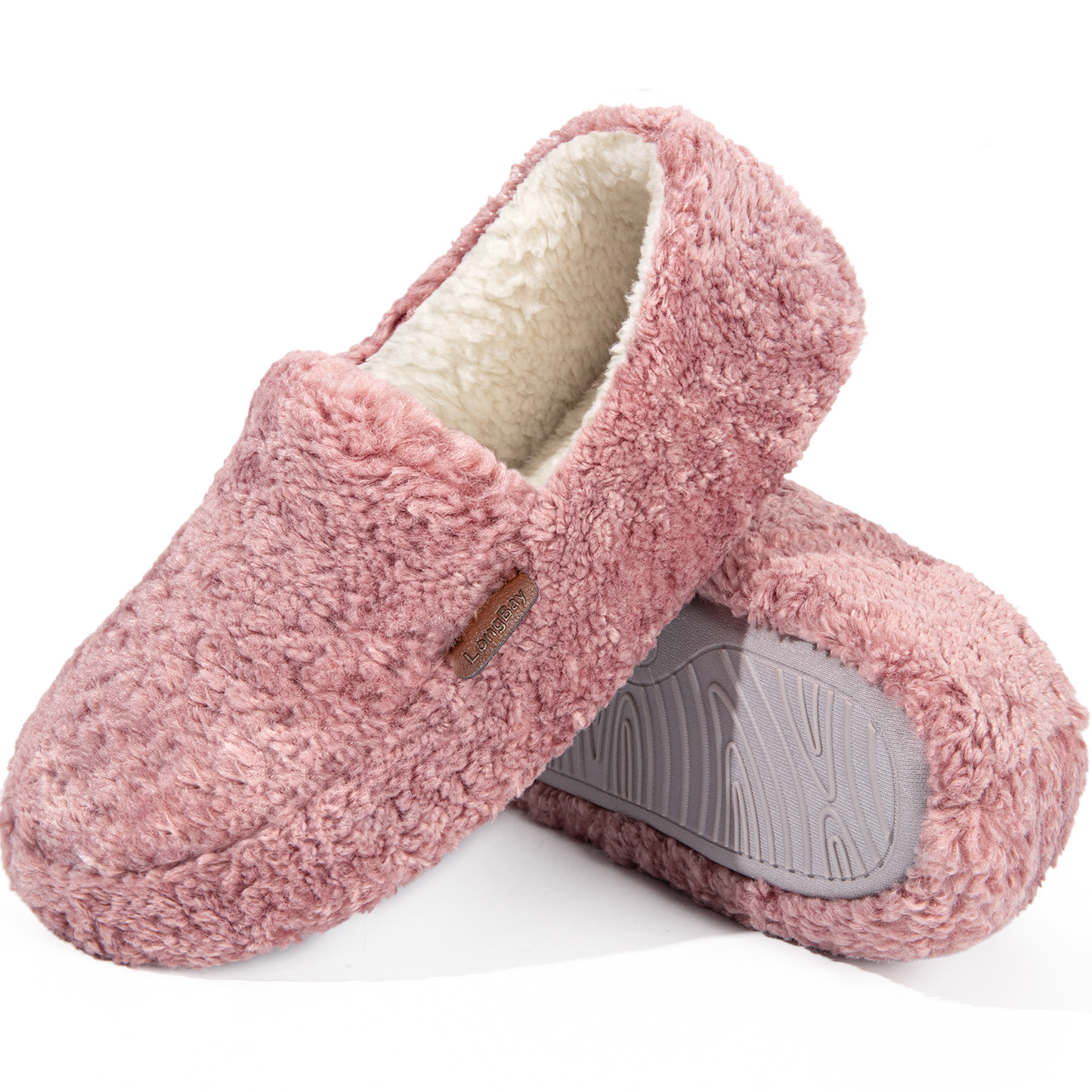 LongBay Women's Fuzzy Memory Foam Slippers Warm Cozy Shearling House Slippers for Ladies