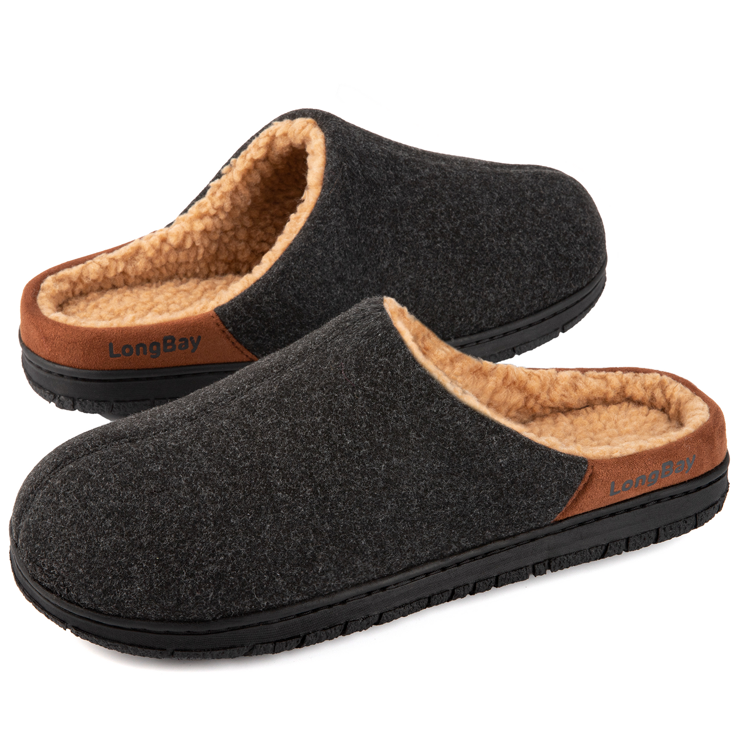 LongBay Men's Memory Foam Slippers Comfy Non Slip Indoor Outdoor House Shoes