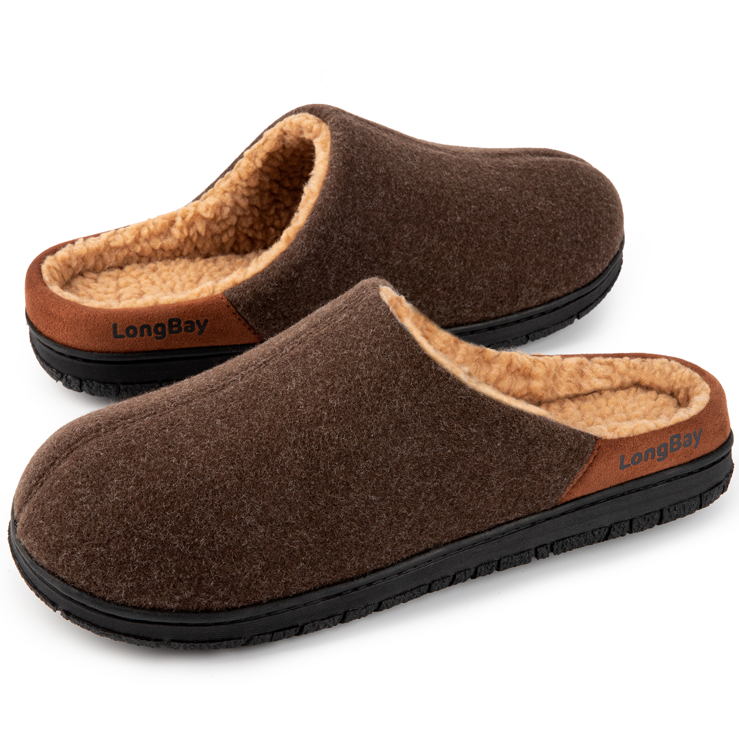 LongBay Men's Memory Foam Slippers Comfy Non Slip Indoor Outdoor House Shoes