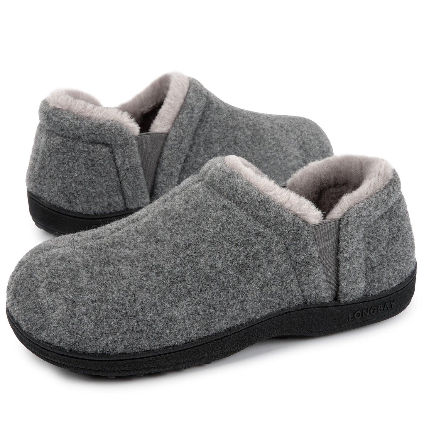 LongBay Men's Slippers Warm Bedroom House Shoes Slip-On Memory Foam