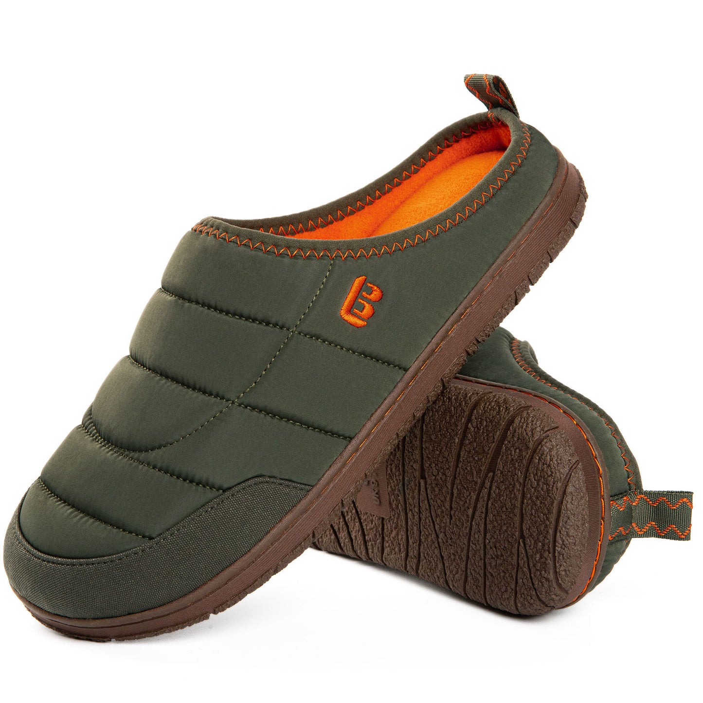 LongBay Mens Slip on Slippers Two-Tone Indoor Outdoor House Shoes
