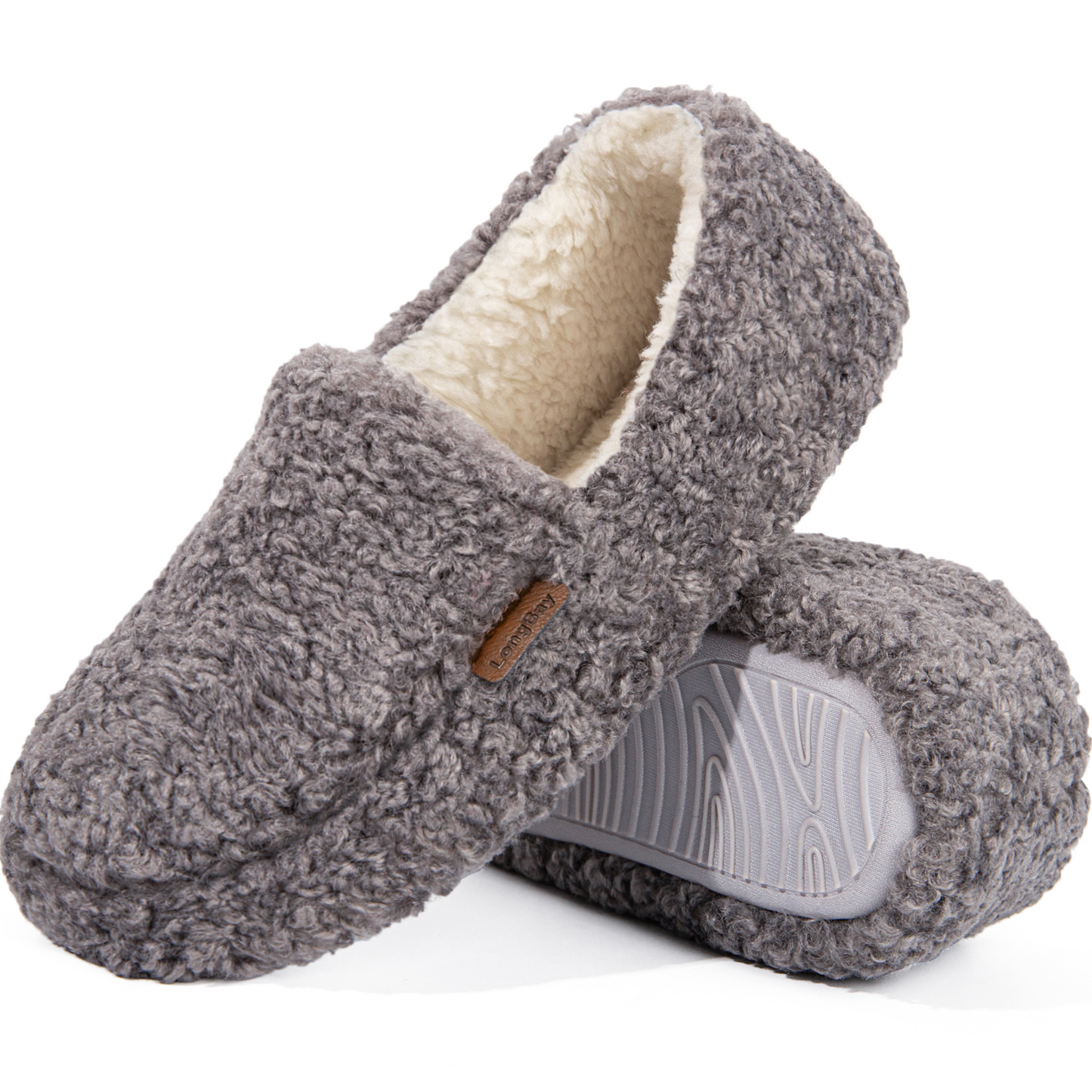 LongBay Women's Fuzzy Memory Foam Slippers Warm Cozy Shearling House Slippers for Ladies