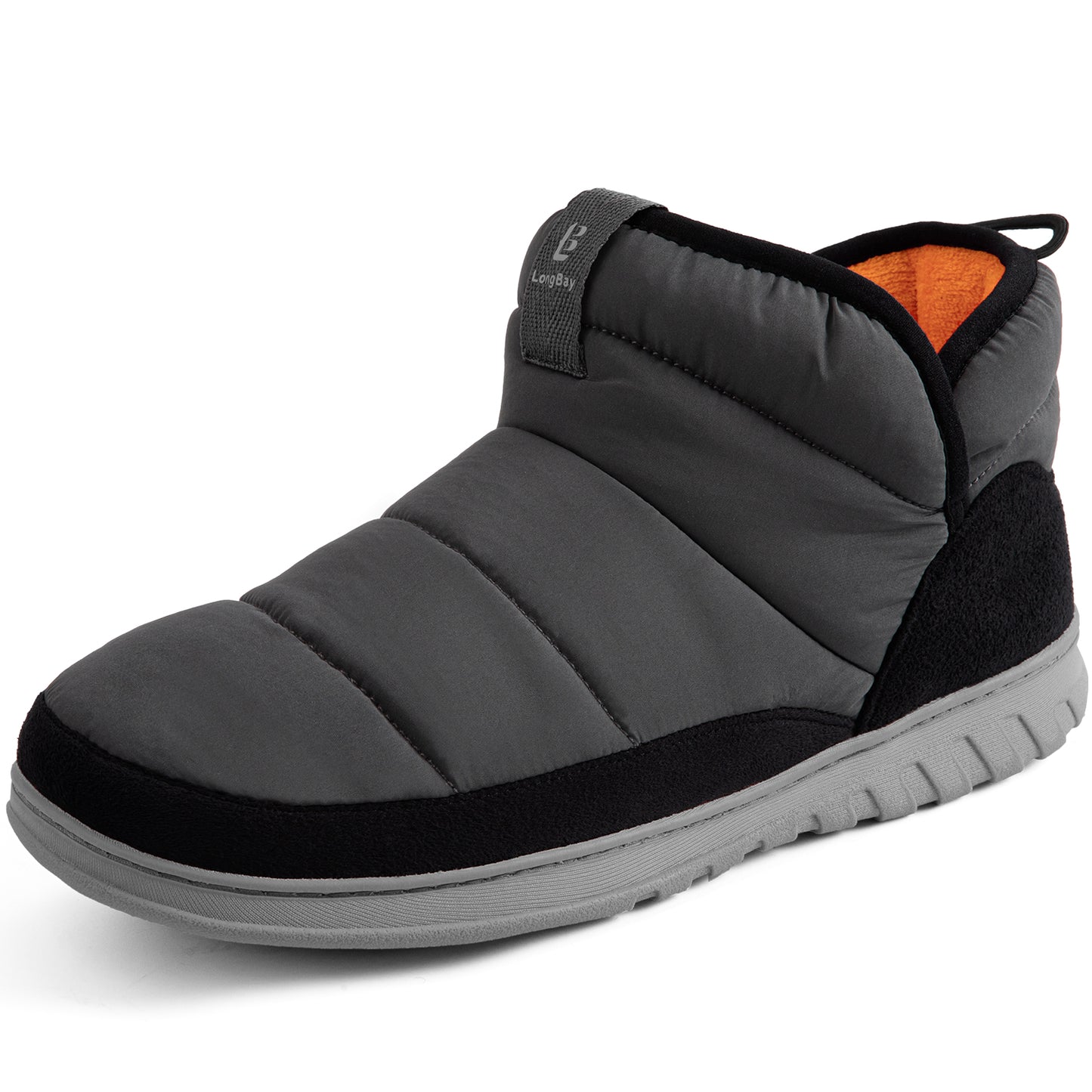 LongBay Mens Bootie Slippers with Memory Foam Indoor Outdoor Warm House Shoes