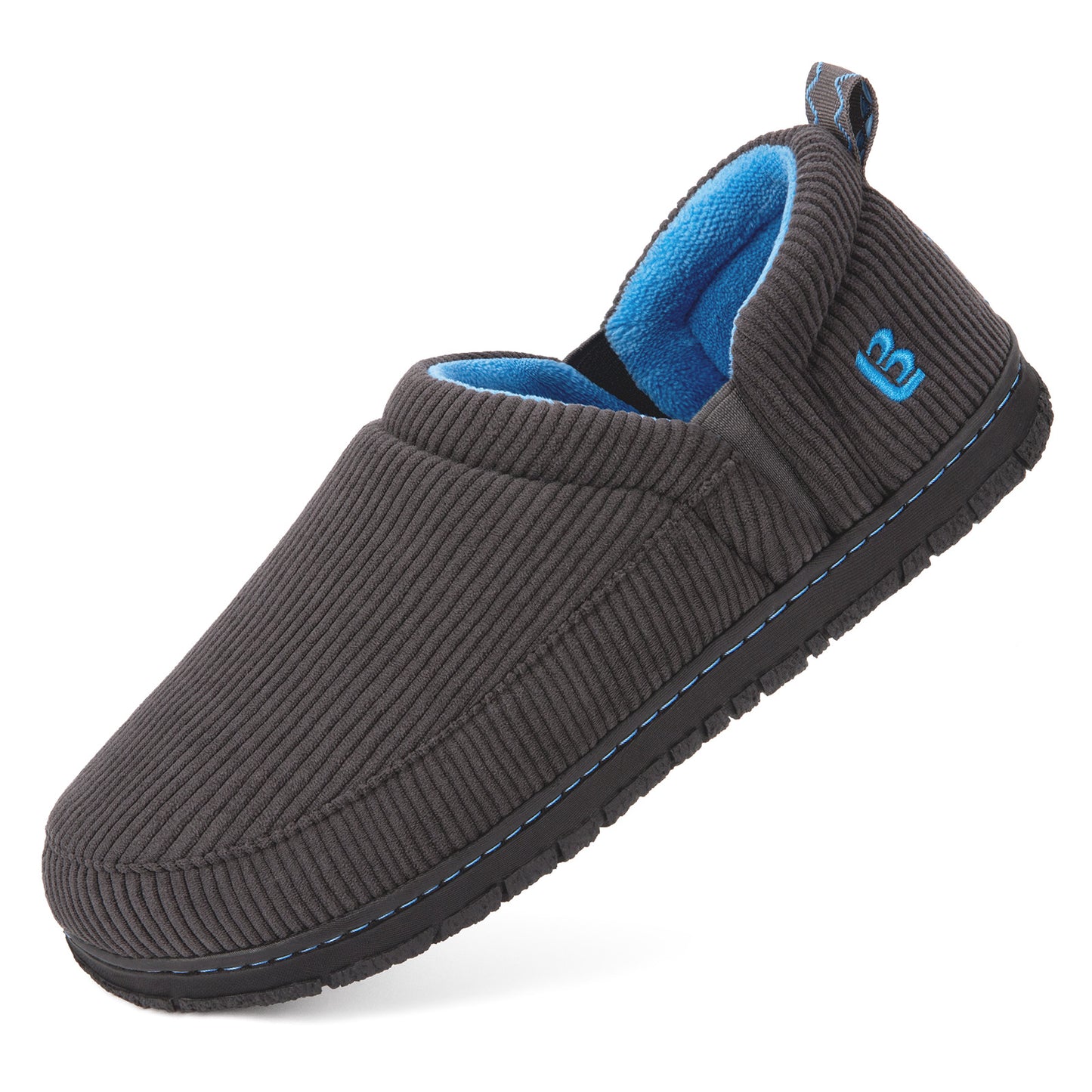 LongBay Men's Cozy Memory Foam Slippers, Warm Fleece Lined House Shoes, Non-Slip Indoor Outdoor Slippers for Men, Machine Washable