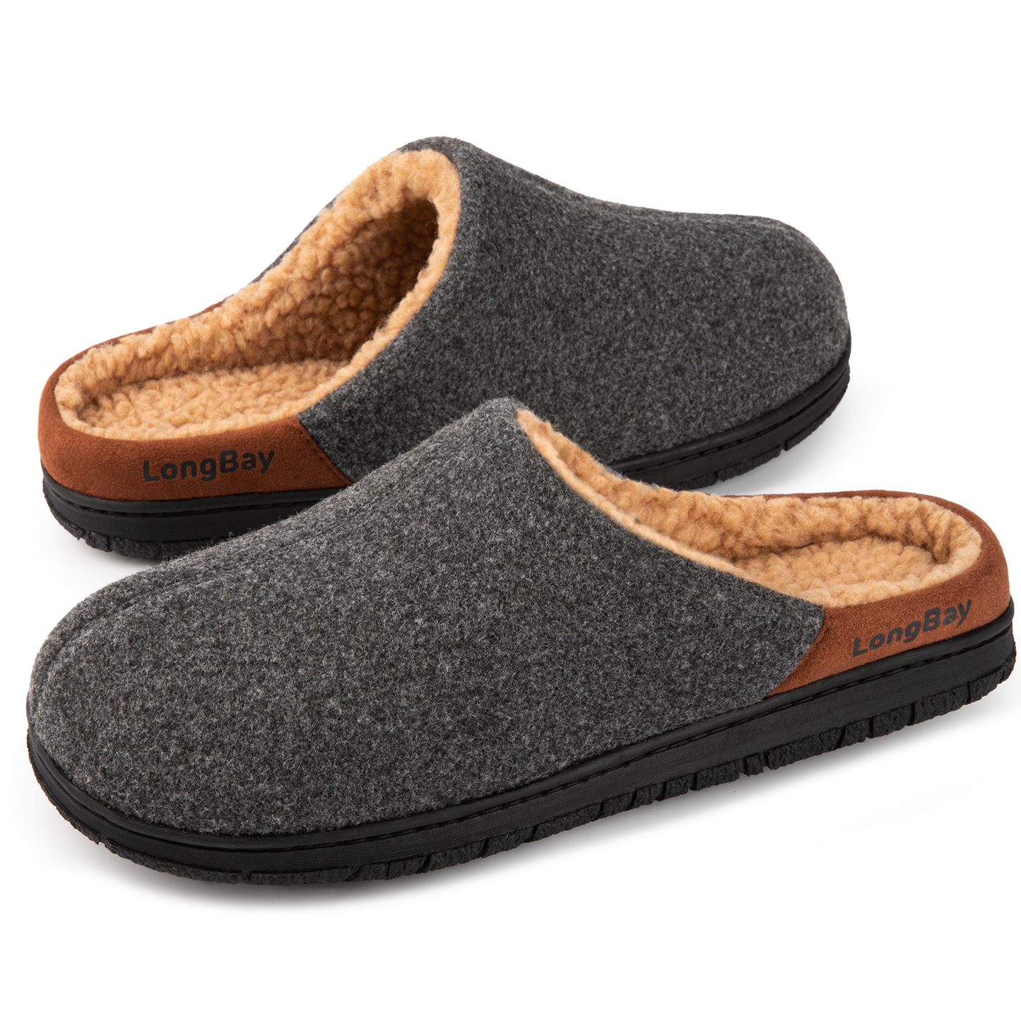 LongBay Men's Memory Foam Slippers Comfy Non Slip Indoor Outdoor House Shoes