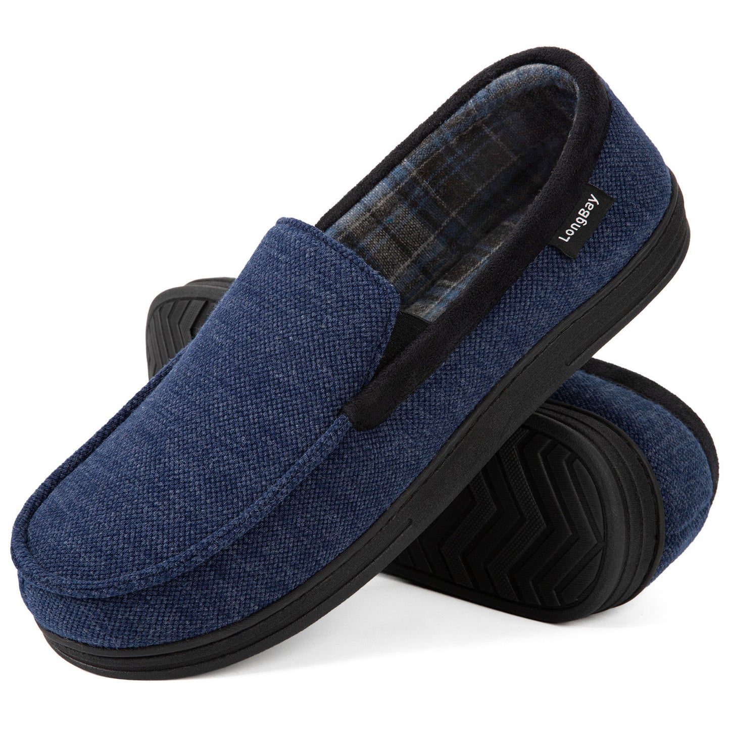LongBay Men's Cozy Moccasin Slippers Loafer House Shoes