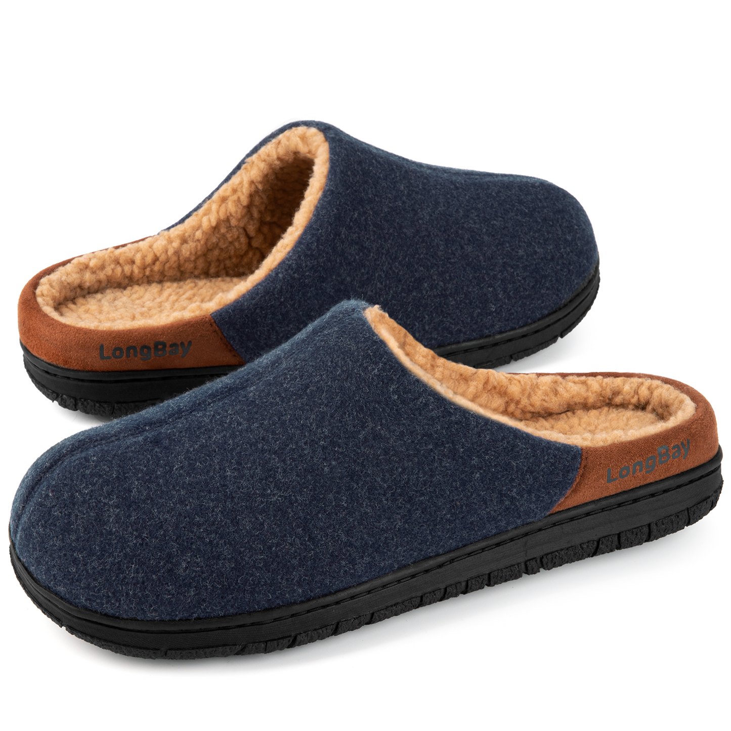 LongBay Men's Memory Foam Slippers Comfy Non Slip Indoor Outdoor House Shoes