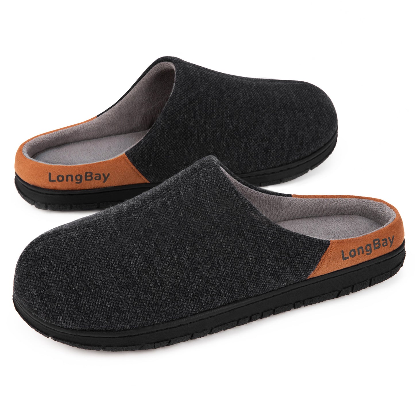 LongBay Men's Memory Foam Slippers Comfy Non Slip Indoor Outdoor House Shoes