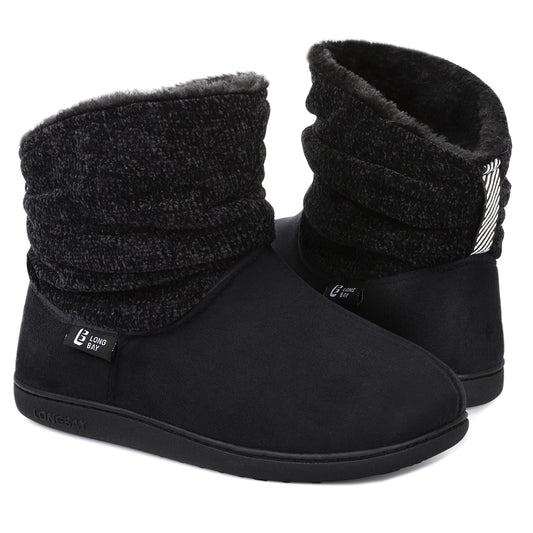 Homeier Ralph Women's Winter Warm Chenille Knit Bootie Slippers Comfy Suede