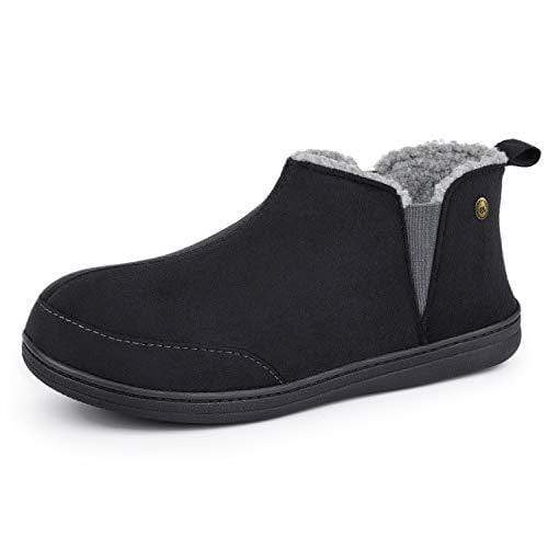 Men's Micro Suede Hi-Top Adjustable Slippers- Black - The Marquet, UK Slipper Wholesaler & Distributor