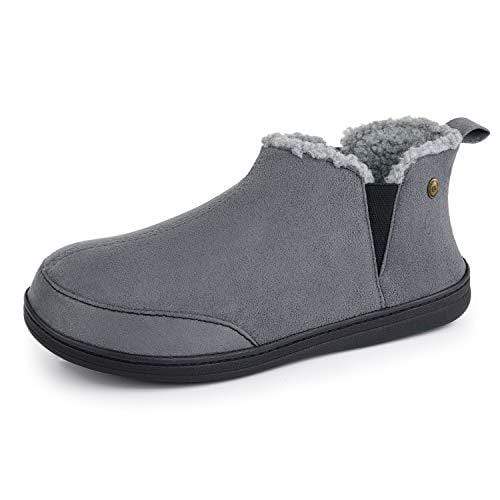 Men's Micro Suede Hi-Top Adjustable Slippers- Dark Grey - The Marquet, UK Slipper Wholesaler & Distributor