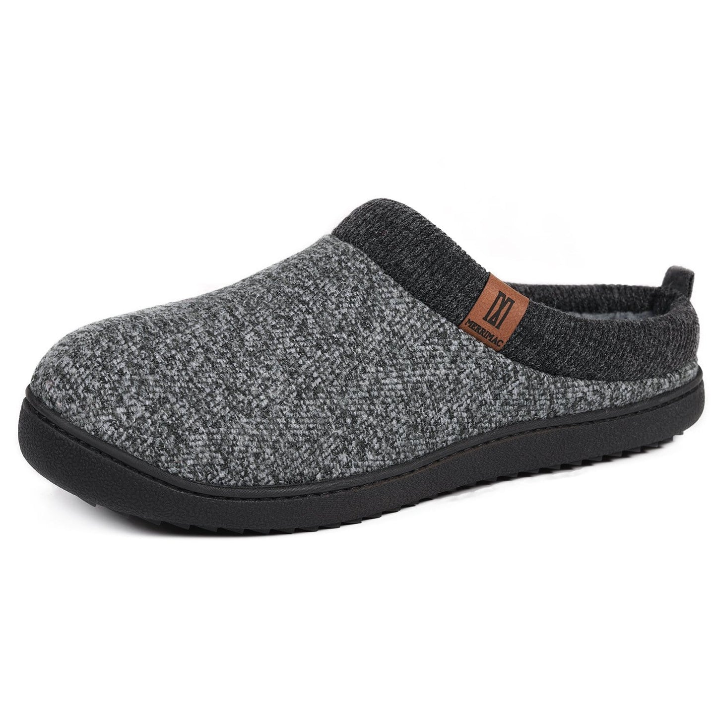 Men's  Wool-Like Knit Memory Foam Slippers- Grey