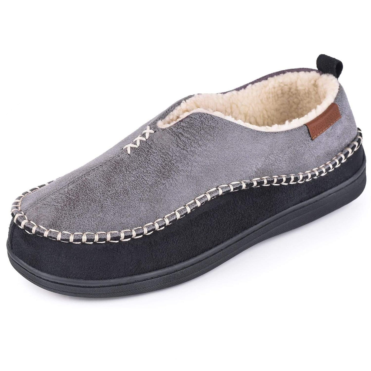 Men's Fuzzy Sherpa Moccasins Slippers- Grey