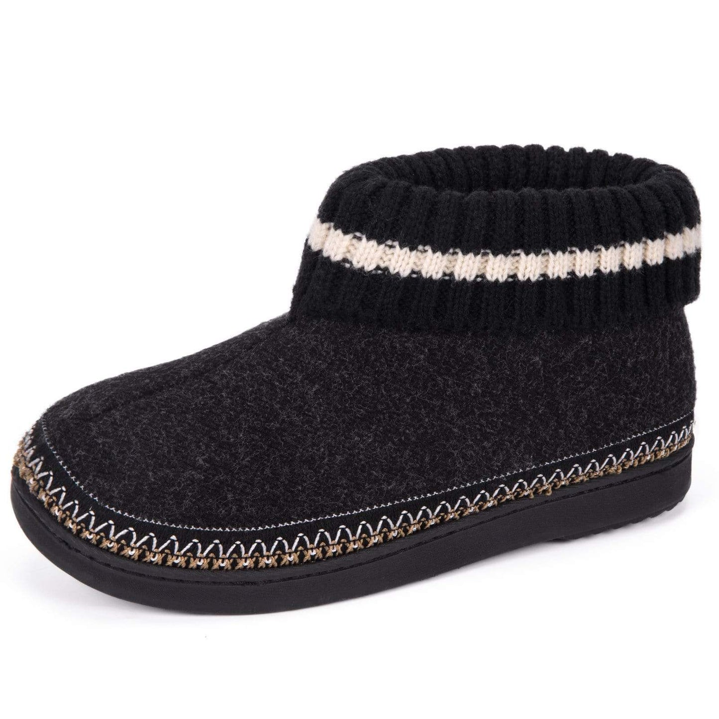 Women's Wool Hi-Top Slippers- Black