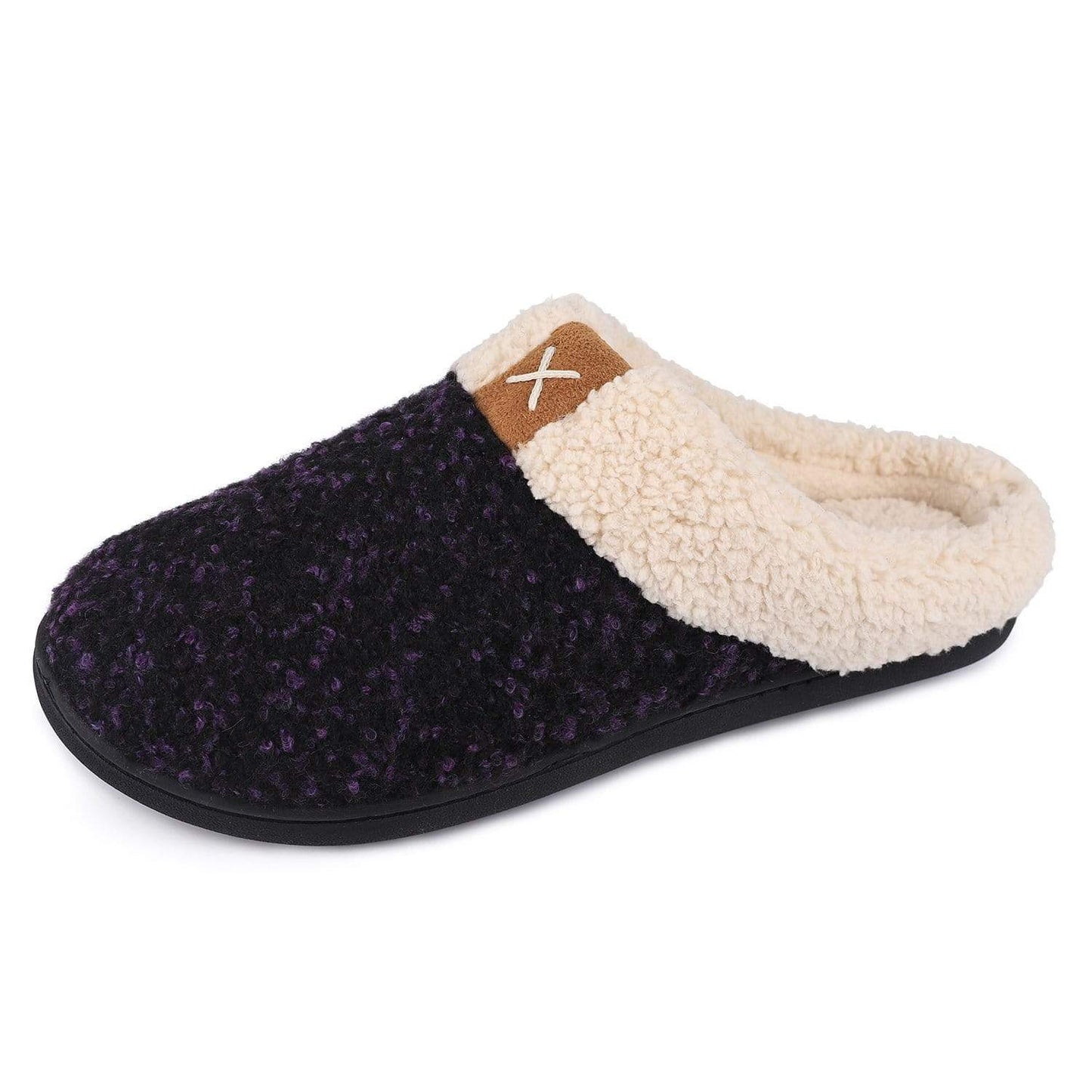 Women's Wool-Like Plush Fleece Lined Slippers- Purple