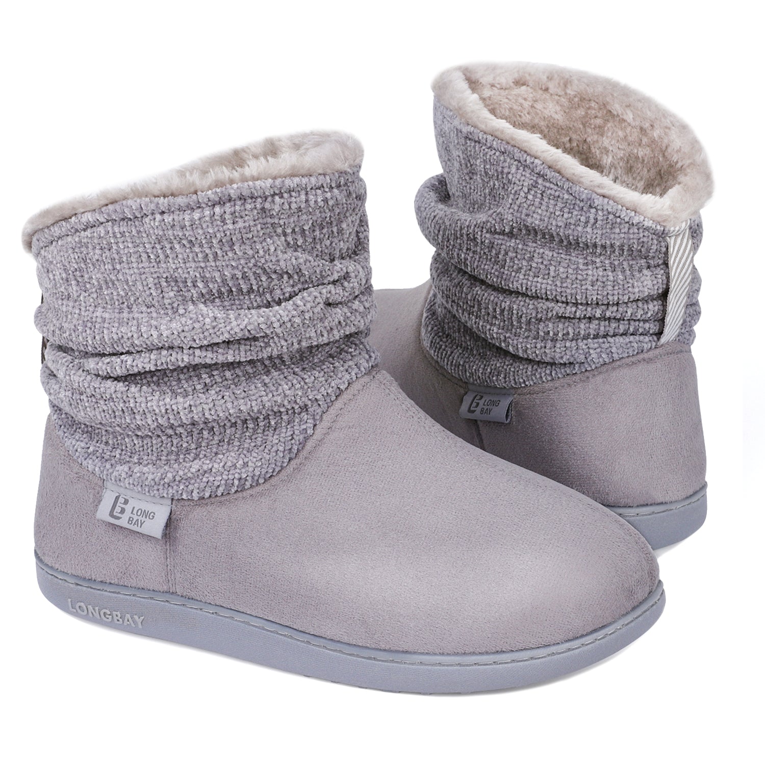 Himalayan Women's Chenille Knit Bootie Slippers - Grey - The Marquet, UK Slipper Wholesaler & Distributor